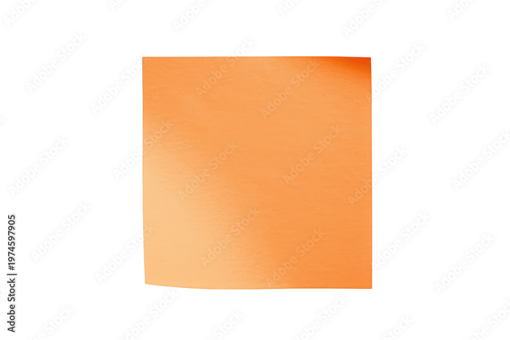 Fototapeta premium Blank orange sticky note with a curved top corner, providing copy space for messages or reminders. Isolated with transparency