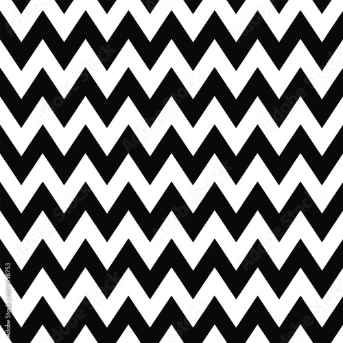 A repeating black and white chevron pattern fills the entire frame
