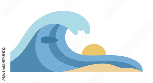 Large Ocean Wave Crashing on Beach.