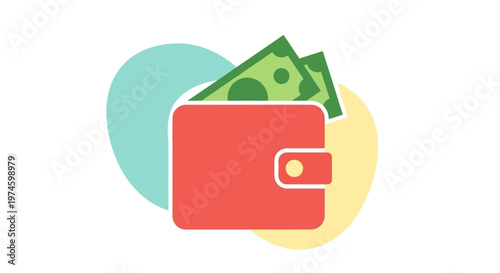 Red Wallet with Cash Inside Visible.