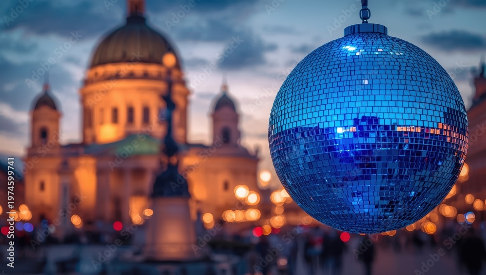 Obraz premium A detailed image of a blue disco ball in Vienna.