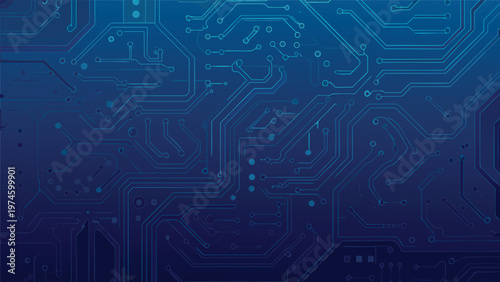 Abstract circuit board pattern with a gradient blue background