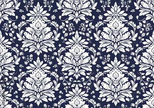 Ornate baroque floral design with symmetrical repetition and intricate detailing