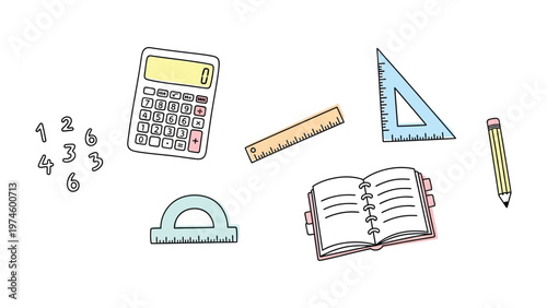 Educational Tools: An assortment of essential educational tools, each instrument perfectly poised, ready to facilitate learning.