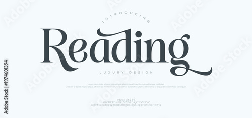 Reading Luxury alphabet letters font. Typography minimalist urban sana serif digital fashion future creative logos fonts. vector illustration
