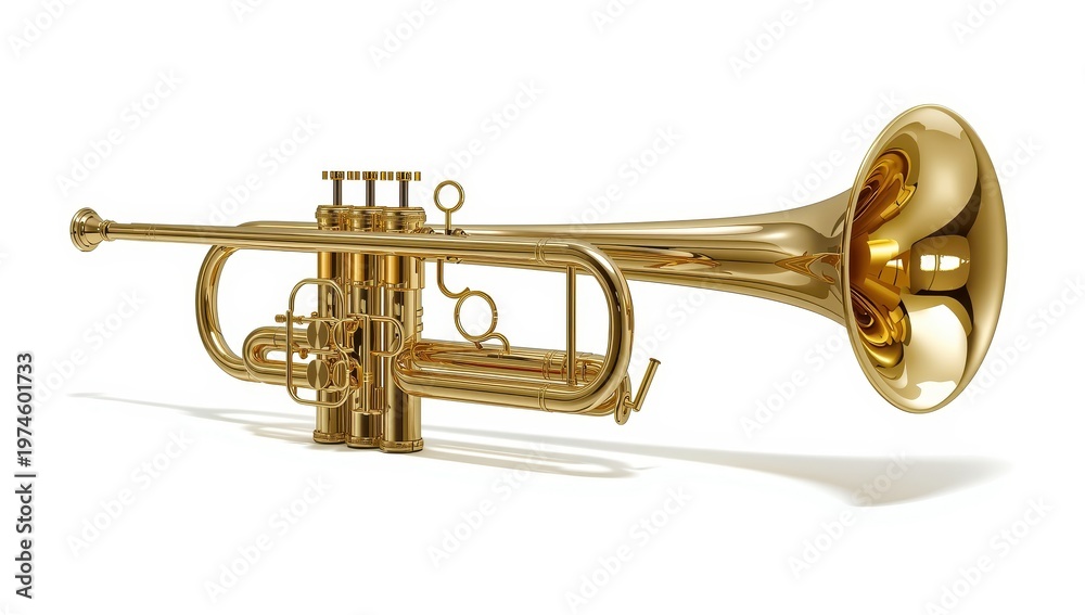 Obraz premium Brass instrument against a white backdrop