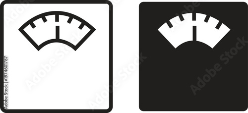 Weight scale icon set. Simple kitchen vectors. Black flat and outline silhouette kitchen food weight tool. Kilogram. Fitness scale for body weight. Mass signs and symbols. Health concepts measurement.