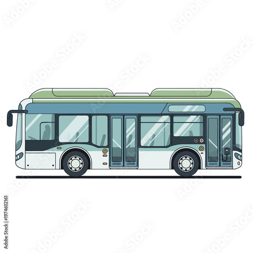 Modern Electric City Bus Side View Illustration.