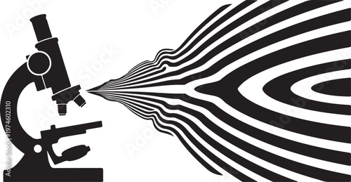 Microscope emitting swirling black and white light beams strongly