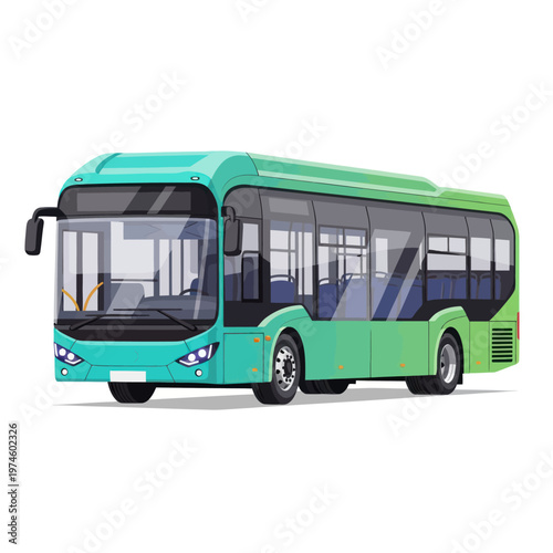 Modern Green City Bus Public Transport Vehicle.
