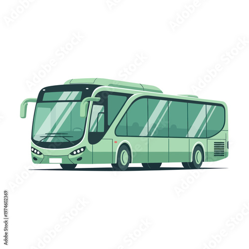 Modern Green Tour Bus Vector Illustration for Travel and Transportation.