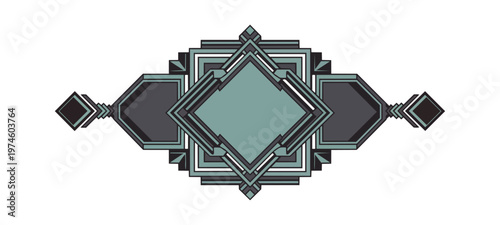 Geometric art deco design with diamond shapes on black background