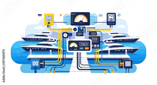 Modern Yacht Docking System with Advanced Control Panel.
