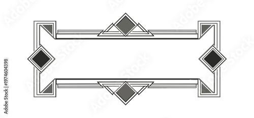 Geometric frame design with decorative elements on dark background