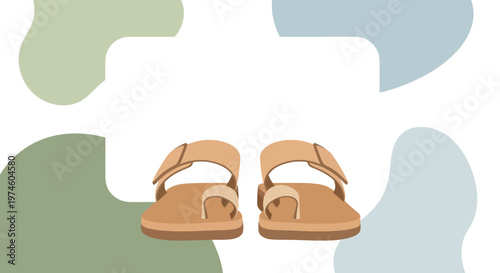 Tan Leather Sandals with Strap and Buckle.