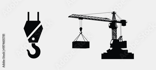 A silhouette of a hiker with a backpack standing and using a mobile phone against white background