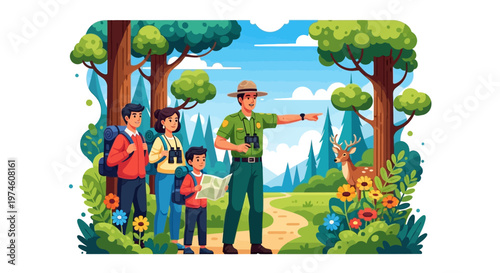 Park Ranger Leading Family on Nature Walk.