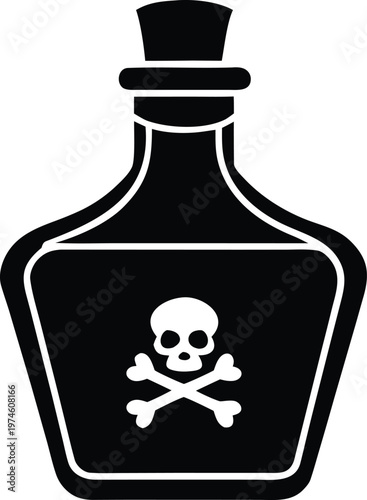 Flat poison bottle with skull and crossbones vector illustration