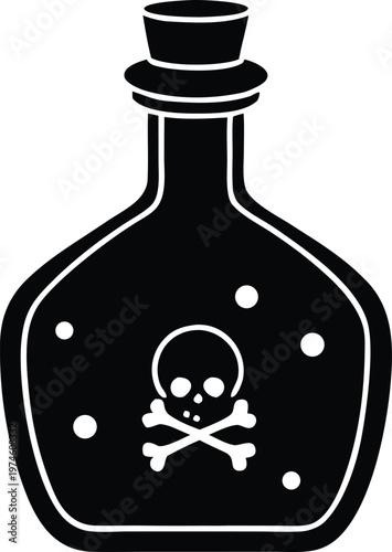 Flat poison bottle with skull and crossbones vector icon