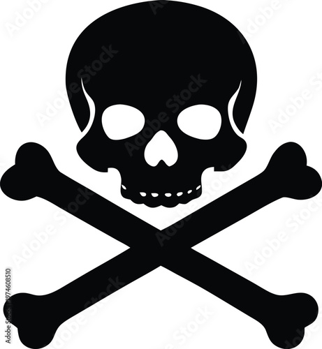 Black skull and crossbones danger warning symbol vector
