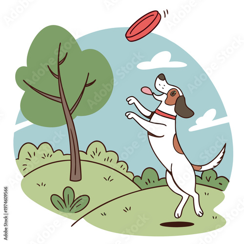Dog jumping to catch a frisbee in a park tree