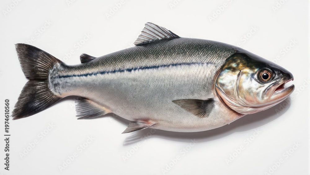 Fototapeta premium Freshwater Silver Carp - A Close-Up of a Silver-Colored Fish.