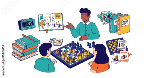 People playing chess and learning strategy.