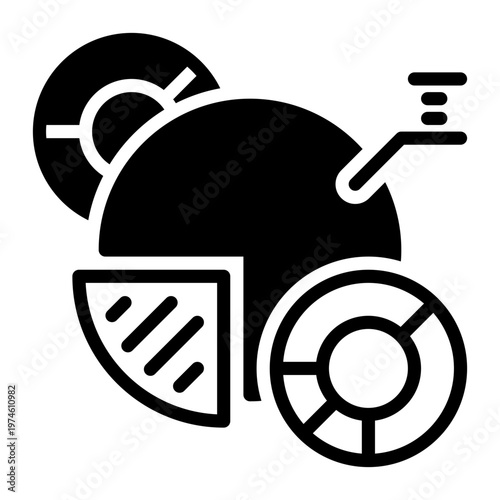 Pie chart icon, glyph icon style