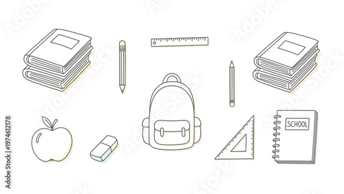 Back-to-School Essentials: An organized array of essential school supplies, perfectly arranged to inspire a year of learning and creativity.