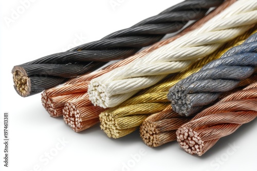 Mixed Copper and Steel Cables Close Up Industrial Material Concept