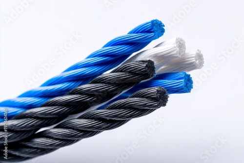 Steel Wire Rope Blue and Black Close Up Industrial Material