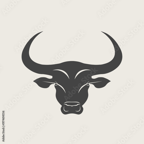 Powerful bull head vector illustration, strong animal symbol, majestic bovine graphic design element on a light background.