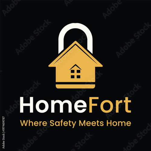 HomeFort Logo: The HomeFort logo, a symbol of safety and security, features a house integrated within a padlock, signifying protection and peace of mind. The design suggests a secure sanctuary. 