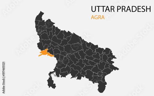 Photos Uttar Pradesh png map with districts, Indian state Uttar Pradesh district map, U