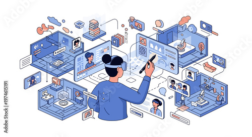 Person Interacting with Virtual Reality Interface.