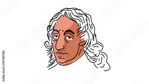 Blaise Pascal portrait, flat vector illustration