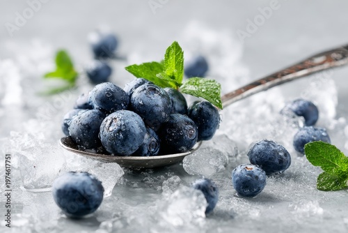 blueberries and mint