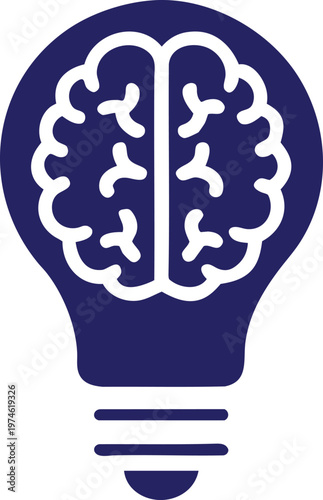 Brain in Lightbulb Silhouette Generating Ideas and Innovation Concept Minimalist Vector Art