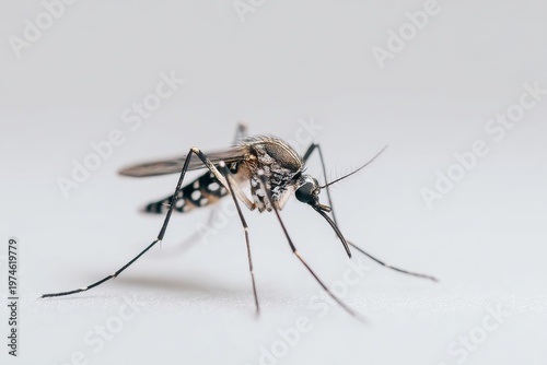 Mosquito on White Surface Close Up Macro Insect Detail