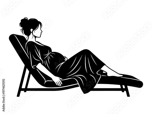 A pregnant woman relaxing in a lounge chair, embodying peace and tranquility