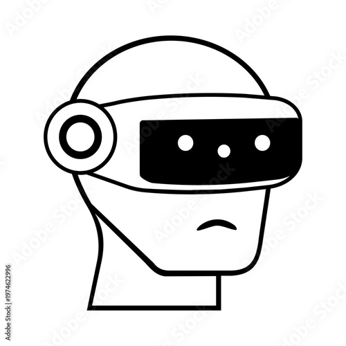 Minimal vector VR headset icon representing immersive virtual reality and digital environments. Clean outline design for gaming, metaverse and future tech.