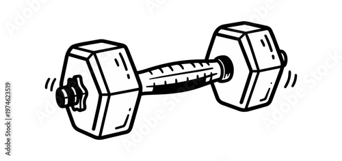 Dumbbell illustration black and white fitness weightlifting training concept