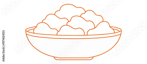 Cranberry sauce in a serving bowl line icon. Traditional Thanksgiving dinner side dish. Minimalist orange outline vector illustration isolated on transparent background
