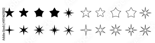 Stars collection. Star vector icons. Golden and Black set of Stars, isolated on transparent background. Star icon. Stars in modern simple flat style. Vector