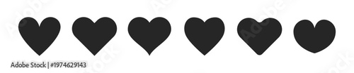 Black heart icons set on traansparent background vector