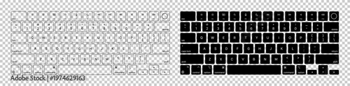 White and black color laptop computer keyboard on transparent background. Vector illustration