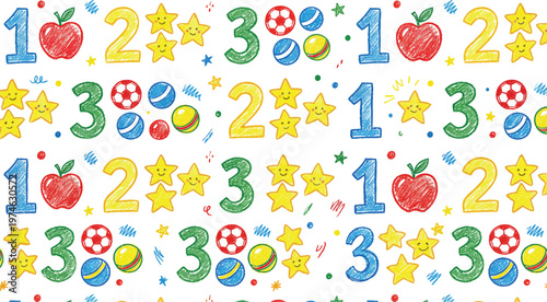 A colorful illustration of numbers and objects for kids learning and education Ai, eps, jpg, transparent background, png