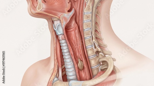 Human esophagus cross section with food bolus 3D render
