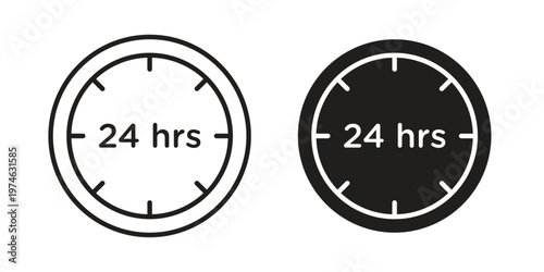 24 hours icon design vector. Flat and line vector Icon Design