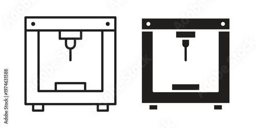 3D printer icon design vector. Flat and line vector Icon Design